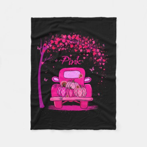 We Wear Pink Pumpkin Truck Breast Cancer Awareness Fleece Blanket