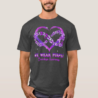 We Wear Purple Butterfly Heart Overdose Awareness T-Shirt