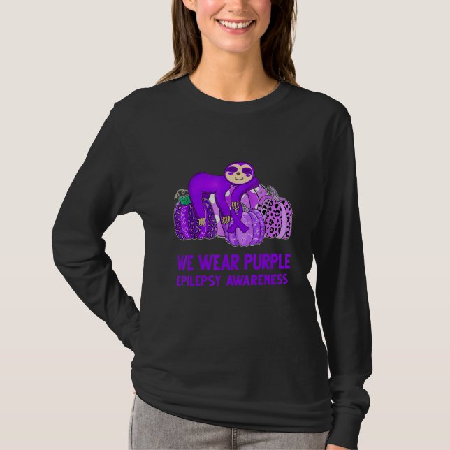 We Wear Purple Epilepsy Awareness Sloth T-Shirt (Front)