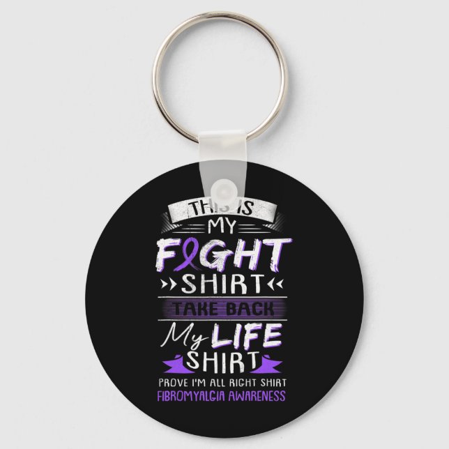 We Wear Purple Fibromyalgia Awareness Ribbon Gift  Keychain (Front)