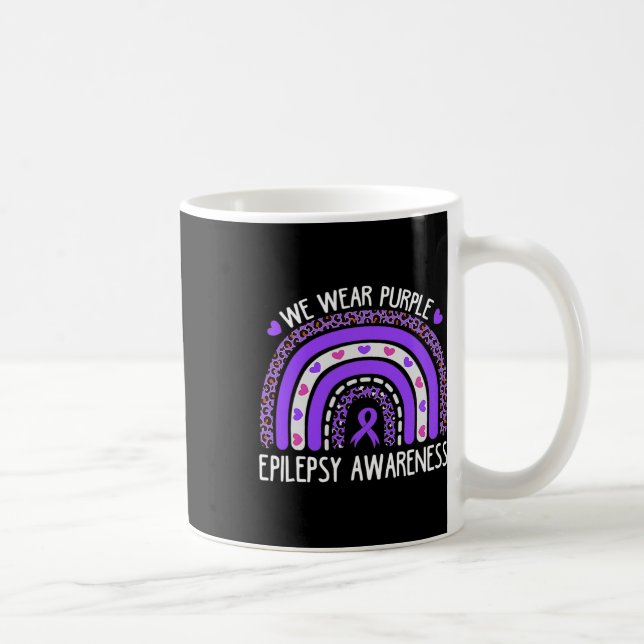 We Wear Purple Leopard Rainbow For Epilepsy Awaren Coffee Mug (Right)