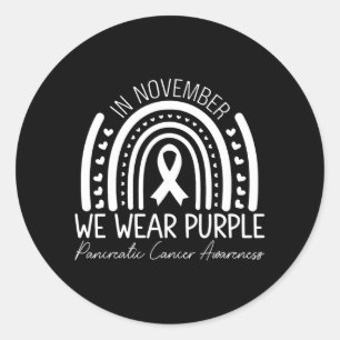 We Wear Purple Pancreatic Cancer Awareness Rainbow Classic Round Sticker