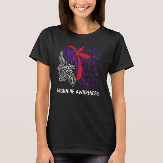 We Wear Purple & Red For Migraine Awareness T-Shirt (Front)