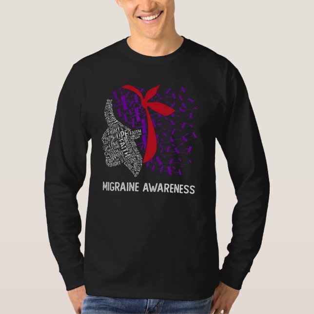 We Wear Purple & Red For Migraine Awareness T-Shirt (Front)