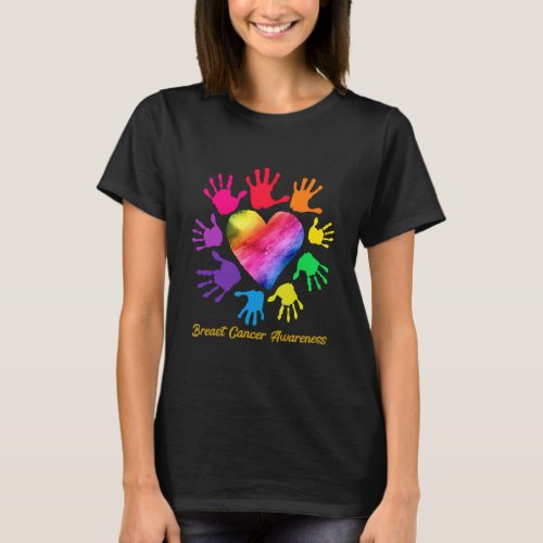 We Wear Rainbow Heart Breast Cancer T_Shirt