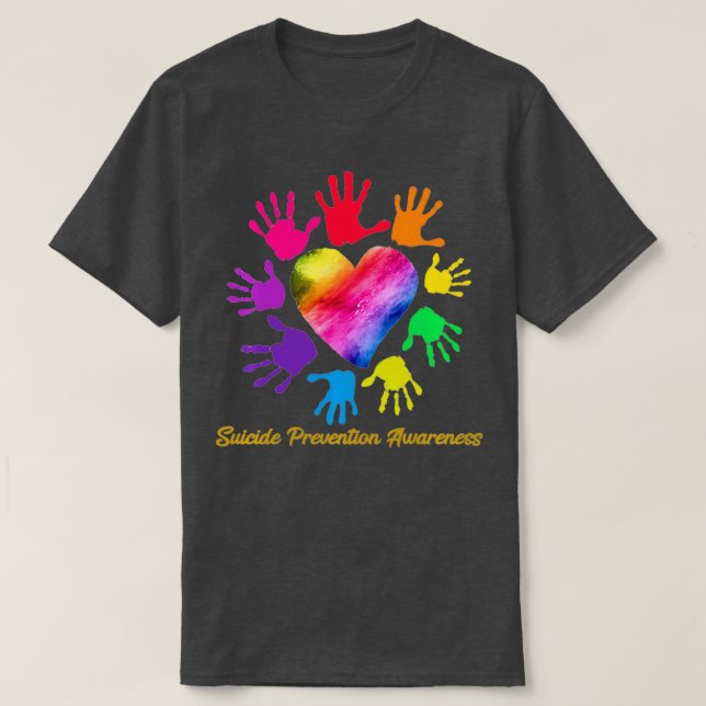 We Wear Rainbow Heart For Suicide Prevention Aware T-Shirt (Design Front)