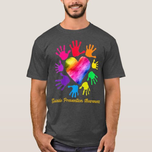 We Wear Rainbow Heart For Suicide Prevention Aware T_Shirt
