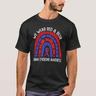 We Wear Red & Blue Rainbow For Noonan Syndrome Awa T-Shirt