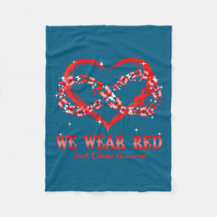We Wear Red Butterfly Heart Heart Disease Awarenes Fleece Blanket