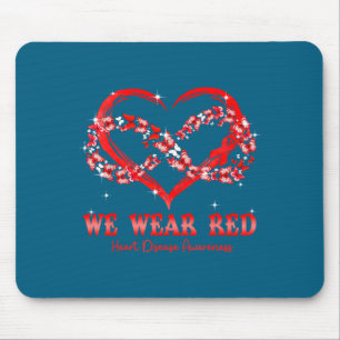 We Wear Red Butterfly Heart Heart Disease Awarenes Mouse Pad