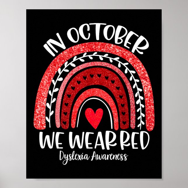 We Wear Red Dyslexia Awareness Month Dyslexia Boho Poster (Front)