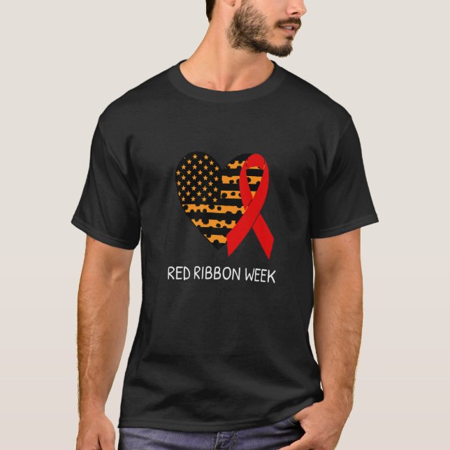 We Wear Red For Red Ribbon Week Awareness American T-Shirt (Front)
