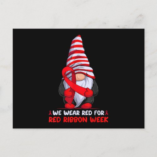 We Wear Red for Red Ribbon Week Awareness Gnome Postcard