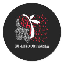 We Wear Red White For Oral Head Neck Cancer Awaren Classic Round Sticker