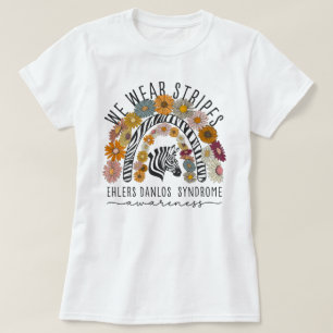 We Wear Stripes Zebra Ribbon Ehlers-Danlos Awarene T-Shirt