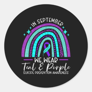 We Wear Teal & Purple Suicide Prevention Aware Classic Round Sticker