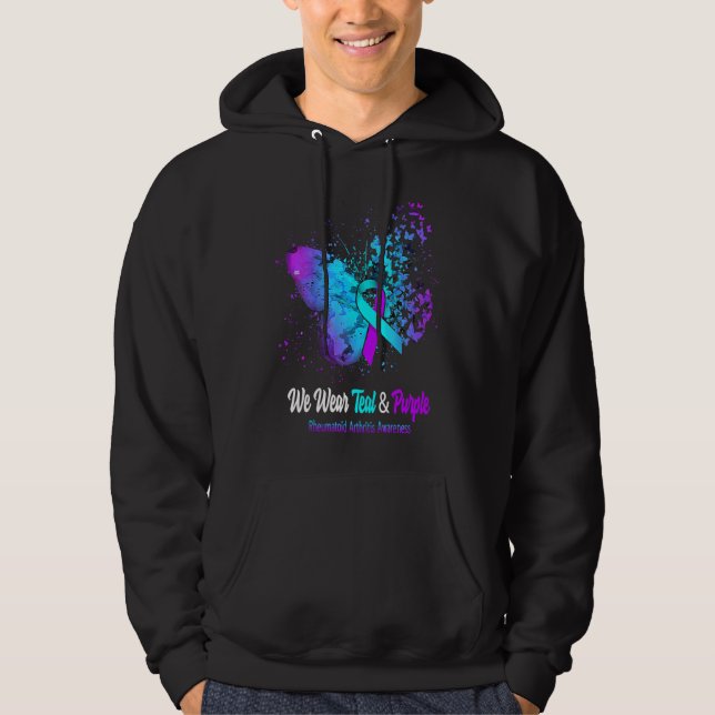 We Wear Teal And Purple Rheumatoid Arthritis Aware Hoodie (Front)