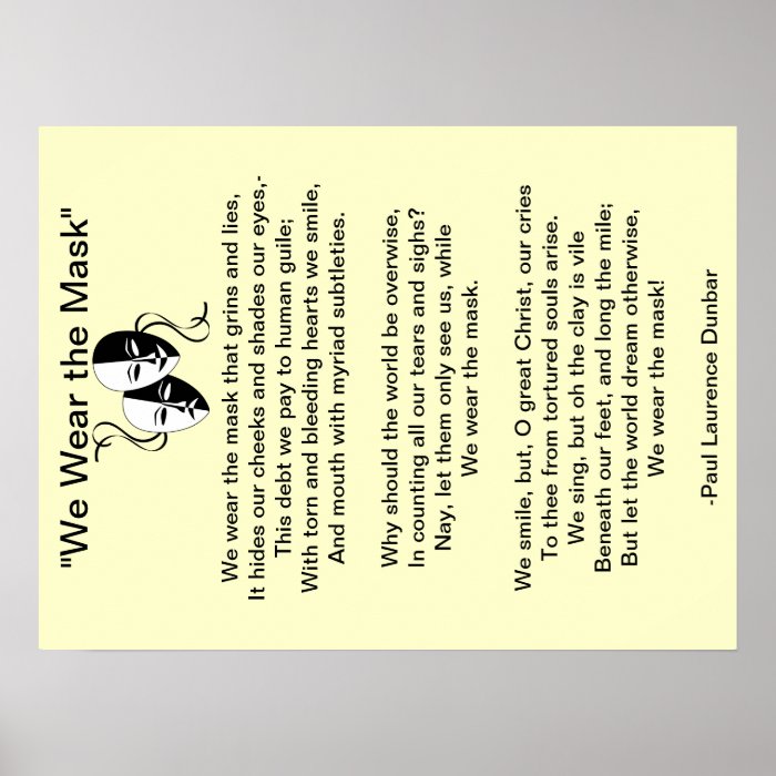 "We Wear the Mask" Poem Poster