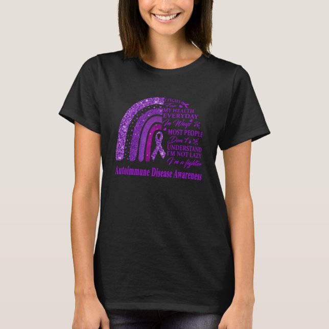 We Wear With Purple For Autoimmune Disease Awarene T-Shirt (Front)