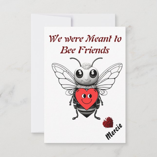 We were Meant to Bee Friends Valentines day  Thank You Card (Front)
