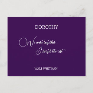 We were together Walt Whitman personalized Postcard