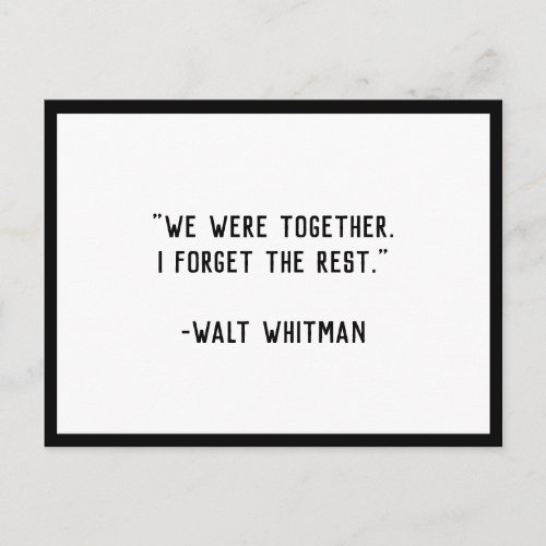 We Were Together Whitman Quote Postcard