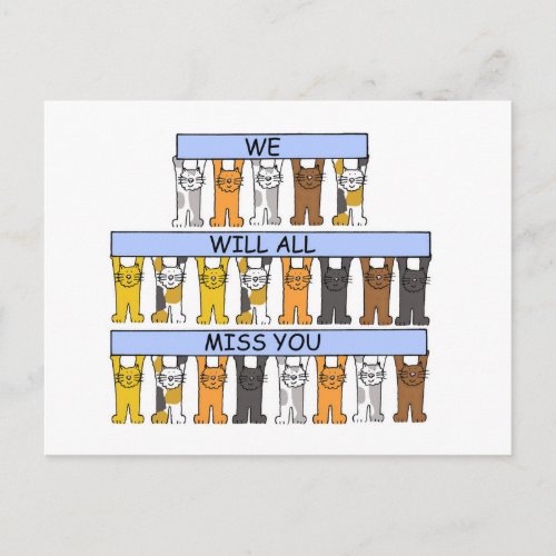 We Will All Miss You Cartoon Cats Postcard