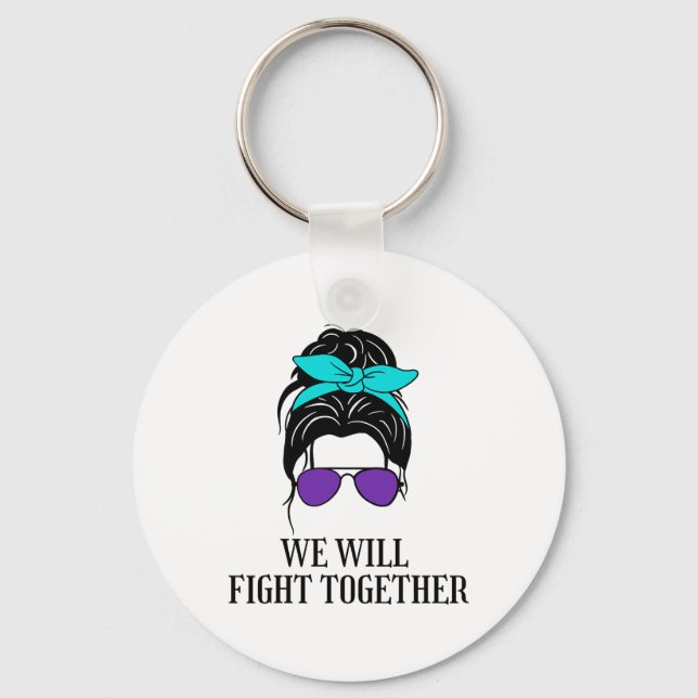 We Will Fight Together Suicide Prevention Awarenes Keychain (Front)