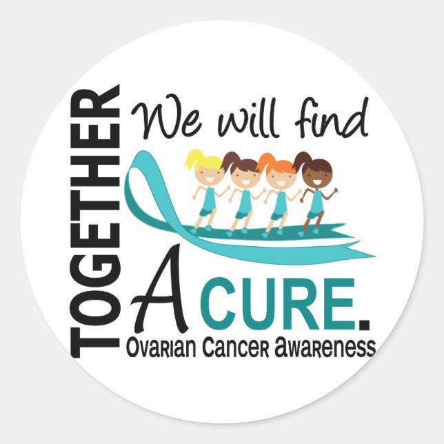 We Will Find A Cure Ovarian Cancer Classic Round Sticker (Front)