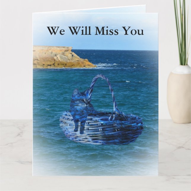 We will Miss You Cat Sea Adventure Bon Voyage Card (Front)