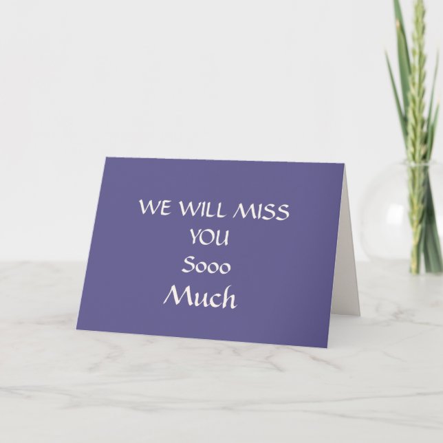 We Will Miss You Plain Farewell Card (Front)