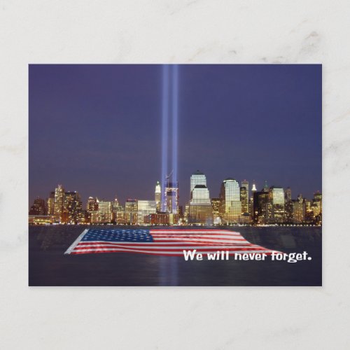We Will Never Forget 9_11 Tribute Postcard