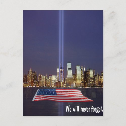We Will Never Forget 9_11 Tribute Postcard