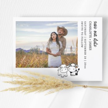We Will Say I Moo Country Cow Themed Save The Date by Ricaso_Wedding at Zazzle