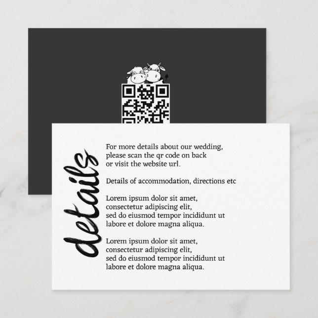 We Will Say I Moo Cow Wedding QR Code Enclosure Card (Front/Back)