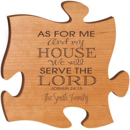 We Will Serve The Lord Biblical Cherry Wall Sign