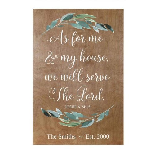 We Will Serve the Lord Green Leaves Wall Sign
