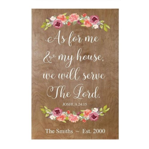 We Will Serve the Lord Purple Flowers Wall Sign