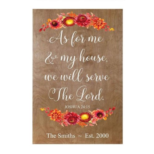 We Will Serve the Lord Red Flowers Wall Sign