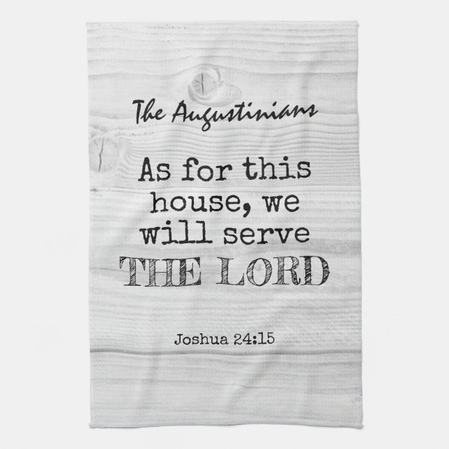 WE WILL SERVE THE LORD Rustic Christian  Kitchen Towel (Vertical)