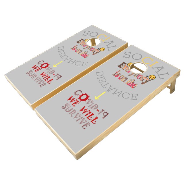 We Will Survive COVID-19: A Message of Resilience  Cornhole Set (Angled)