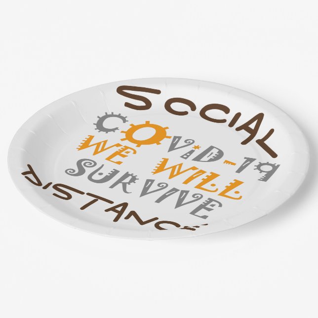 We Will Survive COVID-19 –  Strength & Resilience Paper Plates (Angled)