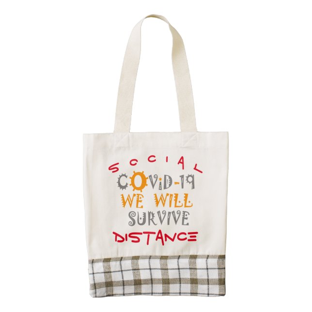 We Will Survive COVID-19 –  Strength & Resilience Zazzle HEART Tote Bag (Front)
