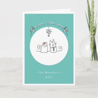 We Wish You A Meowy Christmas Cat Mint Non-Photo Holiday Card