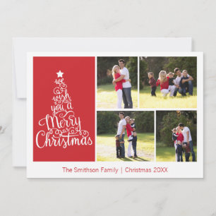 We Wish You a Merry Christmas 4 Photo Red Card