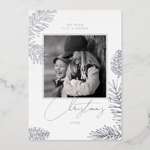 WE WISH YOU A MERRY CHRISTMAS  Add Your Photo Foil Holiday Card