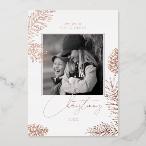 WE WISH YOU A MERRY CHRISTMAS  Add Your Photo Foil Holiday Card