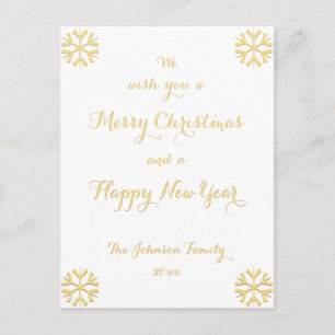 We Wish You a Merry Christmas and a Happy New Year Holiday Postcard