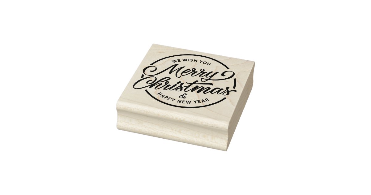 Self-Inking Christmas Rubber Stamp - MERRY CHRISTMAS - RED INK 