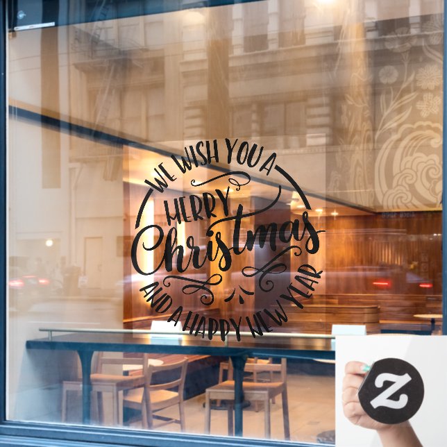 We Wish You A Merry Christmas Business Window Cling (Cafe Window)